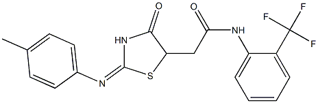 2-{2-[(4-methylphenyl)imino]-4-oxo-1,3-thiazolidin-5-yl}-N-[2-(trifluoromethyl)phenyl]acetamide Structure