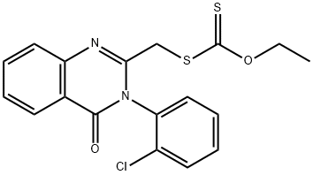 S-{[3-(2-chlorophenyl)-4-oxo-3,4-dihydro-2-quinazolinyl]methyl} O-ethyl dithiocarbonate Struktur