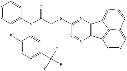 acenaphtho[1,2-e][1,2,4]triazin-9-yl 2-oxo-2-[2-(trifluoromethyl)-10H-phenothiazin-10-yl]ethyl sulfide 化学構造式
