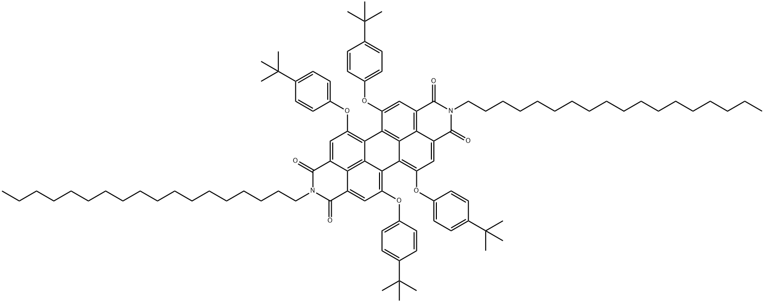 1,6,7,12-Tetra-tert-butylphenoxyperylene-3,4,9,10-tetracarboxylic dianhydride Structure