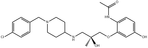 AcetaMide, N-[2-[(2S)-3-[[1-[(4-chlorophenyl)Methyl]-4-piperidinyl]aMino]-2-hydroxy- 2-Methylpropoxy]-4-hydroxyphenyl]- Structure