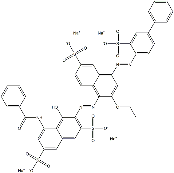2,7-Naphthalenedisulfonic acid, 5-(benzoylamino)-3-[[2-ethoxy-6-sulfo-4-[(3-sulfo[1,1'-biphenyl]-4-yl)azo]-1-naphthalenyl]azo]-4-hydroxy-, tetrasodium salt Struktur