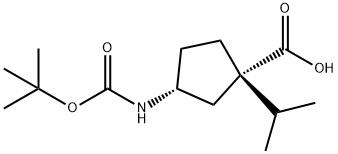 (1S,3R)-3-((叔丁氧羰基)氨基)-1-异丙基环戊烷-1-羧酸, 624734-30-1, 结构式