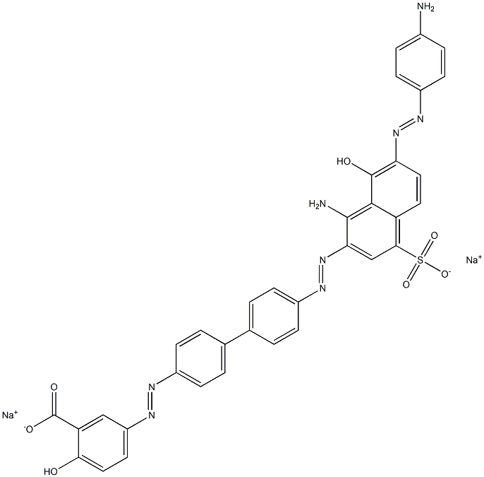 Benzoic acid, 5-[[4'-[[1-amino-7-[(4-aminophenyl)azo]-8-hydroxy-4-sulfo-2-naphthalenyl]azo][1,1'-biphenyl]-4-yl]azo]-2-hydroxy-, disodium salt Structure