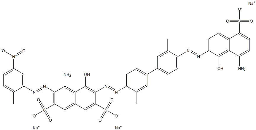 2,7-Naphthalenedisulfonic acid, 4-amino-6-[[4'-[(8-amino-1-hydroxy-5-sulfo-2-naphthalenyl)azo]-3,3'-dimethyl[1,1'-biphenyl]-4-yl]azo]-5-hydroxy-3-[(2-methyl-5-nitrophenyl)azo]-, trisodium salt,6360-70-9,结构式
