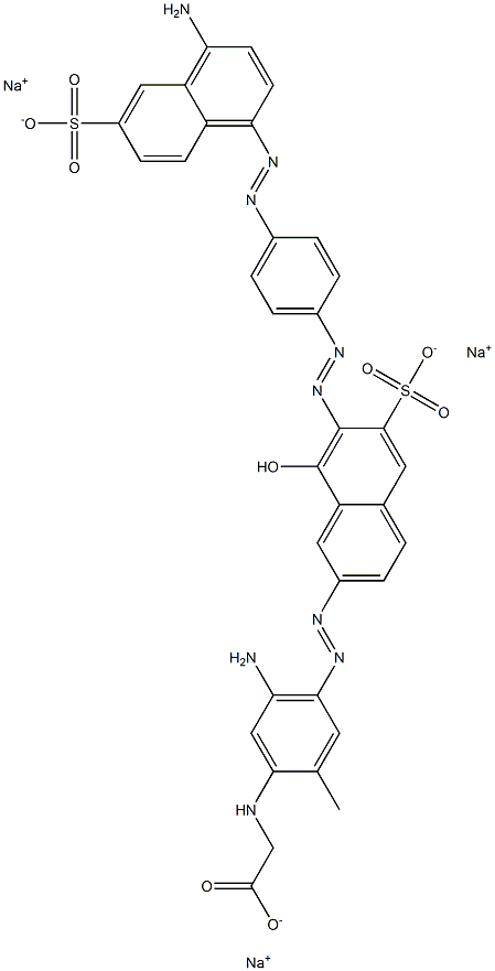 Glycine, N-[5-amino-4-[[7-[[4-[(4-amino-6-sulfo-1-naphthalenyl)azo]phenyl]azo]-8-hydroxy-6-sulfo-2-naphthalenyl]azo]-2-methylphenyl]-, trisodium salt Structure