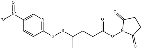 2,5-Dioxopyrrolidin-1-yl 4-((5-nitropyridin-2-yl)disulfanyl)pentanoate Struktur