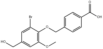 4-{[2-bromo-4-(hydroxymethyl)-6-methoxyphenoxy]methyl}benzoic acid,664318-78-9,结构式