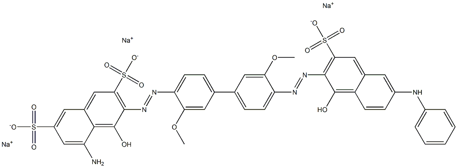 2,7-Naphthalenedisulfonic acid, 5-amino-4-hydroxy-3-[[4'-[[1-hydroxy-6-(phenylamino)-3-sulfo-2-naphthalenyl]azo]-3,3'-dimethoxy[1,1'-biphenyl]-4-yl]azo]-, trisodium salt Structure