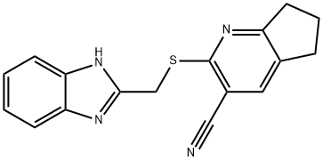 2-[(1H-benzimidazol-2-ylmethyl)sulfanyl]-6,7-dihydro-5H-cyclopenta[b]pyridine-3-carbonitrile Struktur