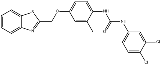 N-[4-(1,3-benzothiazol-2-ylmethoxy)-2-methylphenyl]-N'-(3,4-dichlorophenyl)urea Struktur
