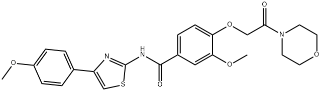 Benzamide, 3-methoxy-N-[4-(4-methoxyphenyl)-2-thiazolyl]-4-[2-(4-morpholinyl)-2-oxoethoxy]- 化学構造式