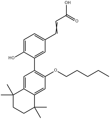 3-[4-ヒドロキシ-3-[5,6,7,8-テトラヒドロ-5,5,8,8-テトラメチル-3-(ペンチルオキシ)ナフタレン-2-イル]フェニル]プロペン酸 化学構造式