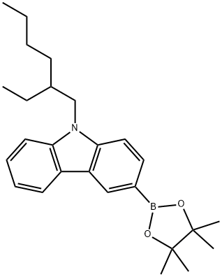 9-(2-エチルヘキシル)-3-(4,4,5,5-テトラメチル-1,3,2-ジオキサボロラン-2-イル)-9H-カルバゾール 化学構造式
