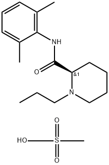 2-Piperidinecarboxamide, N-(2,6-dimethylphenyl)-1-propyl-, (2R)-,monomethanesulfonate Structure