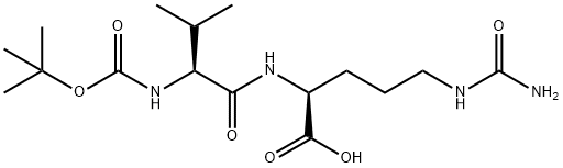 (S)-2-((S)-2-((叔丁氧基羰基)氨基)-3-甲基丁酰胺基)-5-脲基戊酸, 870487-08-4, 结构式