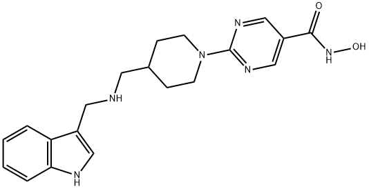 2-(4-((((1H-Indol-3-yl)methyl)amino)methyl)piperidin-1-yl)-N-hydroxypyrimidine-5-carboxamide, 875320-60-8, 结构式