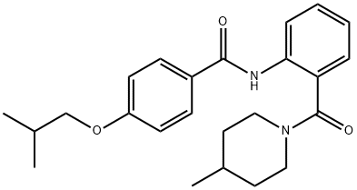 4-isobutoxy-N-{2-[(4-methyl-1-piperidinyl)carbonyl]phenyl}benzamide Struktur