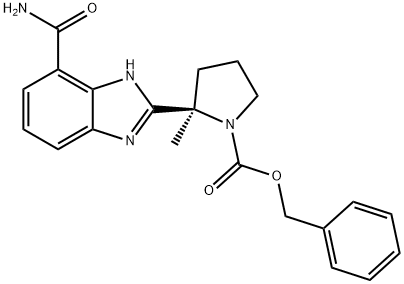 (R)-2-(7-氨基甲酰-1H-苯并[D]咪唑-2-基)-2-甲基吡咯烷-1-羧酸苄酯, 912444-73-6, 结构式