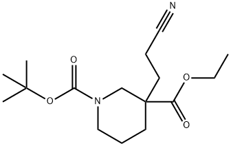 1-tert-butyl 3-ethyl 3-(2-cyanoethyl)piperidine-1,3-dicarboxylate 化学構造式