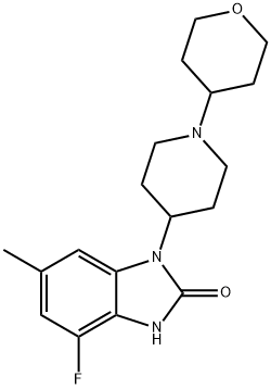 2H-Benzimidazol-2-one, 4-fluoro-1,3-dihydro-6-methyl-1-[1-(tetrahydro-2H-pyran-4-yl)-4-piperidinyl]-|化合物 T27446