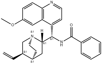 N-((1S)-(6-methoxyquinolin-4-yl)((2S,4S,5R)-5-vinylquinuclidin-2-yl)methyl)benzamide 结构式