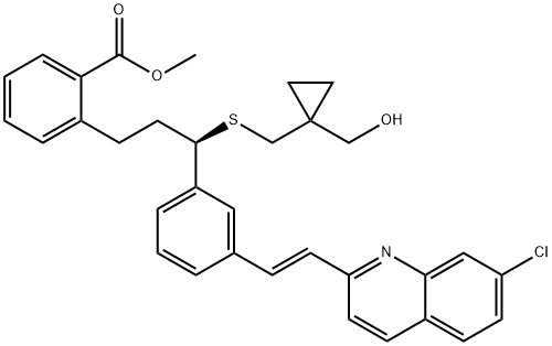 Benzoic acid, 2-[(3R)-3-[3-[(1E)-2-(7-chloro-2-quinolinyl)ethenyl]phenyl]-3-[[[1-(hydroxyMethyl)cyclopropyl]Methyl]thio]propyl]-, Methyl ester 结构式