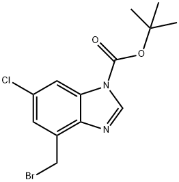 4-(溴甲基)-6-氯-1H-苯并[D]咪唑-1-羧酸叔丁酯,942317-90-0,结构式