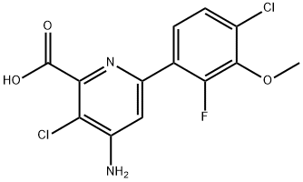 2-Pyridinecarboxylic acid, 4-amino-3-chloro-6-(4-chloro-2-fluoro-3-methoxyphenyl)- Struktur