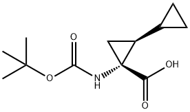 (1R,2S)-1-(叔丁氧基羰基氨基)-2-环丙基环丙烷羧酸,954272-50-5,结构式