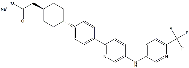 sodium 2-((trans)-4-(4-(5-((6-(trifluoromethyl)pyridin-3-yl)amino)pyridin-2-yl)phenyl)cyclohexyl)acetate Struktur