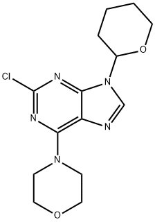 2-CHLORO-6-(MORPHOLIN-4-YL)-9-(TETRAHYDRO-2H-PYRAN-2-YL)-9H-PURINE,95758-04-6,结构式