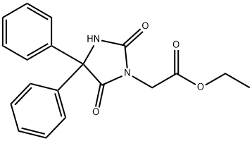 1-Imidazolidineacetic acid, 2,5-dioxo-4,4-diphenyl-, ethyl ester 化学構造式