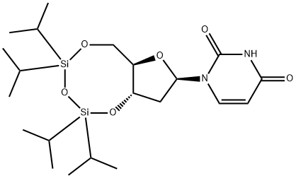 2'-デオキシ-3',5'-O-(1,1,3,3-テトライソプロピル-1,3-ジシロキサンジイル)ウリジン 化学構造式