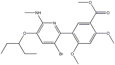 METHYL 5-[3-BROMO-5-(1-ETHYLPROPOXY)-6-(METHYLAMINO)PYRIDIN-2-YL]-2,4-DIMETHOXYBENZOATE Structure