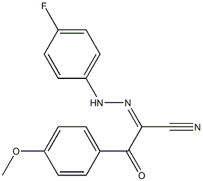 2-[2-(4-fluorophenyl)hydrazono]-3-(4-methoxyphenyl)-3-oxopropanenitrile Struktur