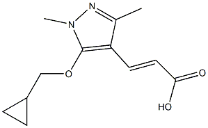 3-[5-(cyclopropylmethoxy)-1,3-dimethyl-1H-pyrazol-4-yl]prop-2-enoic acid,,结构式