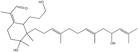 (2Z)-2-[4-hydroxy-2-(3-hydroxypropyl)-3-[(3E,7E)-10-hydroxy-4,8,12-trimethyl-trideca-3,7,11-trienyl]-3,4-dimethyl-cyclohexylidene]propanal Structure