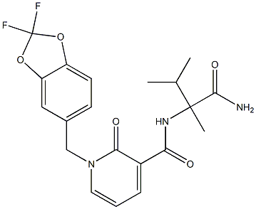N-[1-(aminocarbonyl)-1,2-dimethylpropyl]-1-[(2,2-difluoro-1,3-benzodioxol-5-yl)methyl]-2-oxo-1,2-dihydro-3-pyridinecarboxamide 结构式