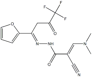 (E)-2-cyano-3-(dimethylamino)-N'-[(E)-4,4,4-trifluoro-1-(2-furyl)-3-oxobutylidene]-2-propenohydrazide Structure
