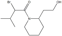 2-bromo-1-[2-(2-hydroxyethyl)piperidin-1-yl]-3-methylbutan-1-one,,结构式