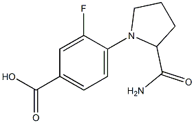 4-(2-carbamoylpyrrolidin-1-yl)-3-fluorobenzoic acid Struktur