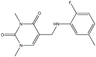 5-{[(2-fluoro-5-methylphenyl)amino]methyl}-1,3-dimethyl-1,2,3,4-tetrahydropyrimidine-2,4-dione 结构式