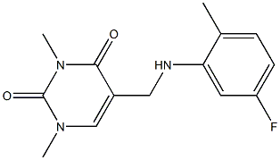 5-{[(5-fluoro-2-methylphenyl)amino]methyl}-1,3-dimethyl-1,2,3,4-tetrahydropyrimidine-2,4-dione 结构式