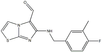 6-[(4-fluoro-3-methylbenzyl)amino]imidazo[2,1-b][1,3]thiazole-5-carbaldehyde,,结构式