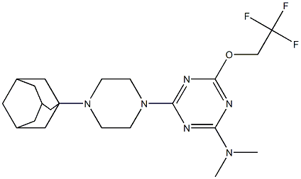 N-[4-[4-(1-adamantyl)-1-piperazinyl]-6-(2,2,2-trifluoroethoxy)-1,3,5-triazin-2-yl]-N,N-dimethylamine Struktur