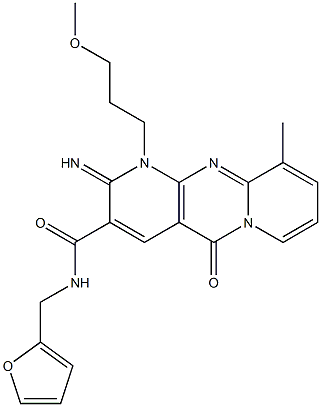 N-(2-furylmethyl)-2-imino-1-(3-methoxypropyl)-10-methyl-5-oxo-1,5-dihydro-2H-dipyrido[1,2-a:2,3-d]pyrimidine-3-carboxamide,,结构式