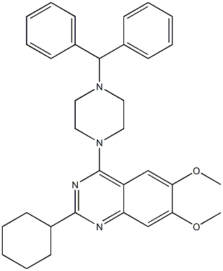 4-(4-benzhydryl-1-piperazinyl)-2-cyclohexyl-6,7-dimethoxyquinazoline Structure