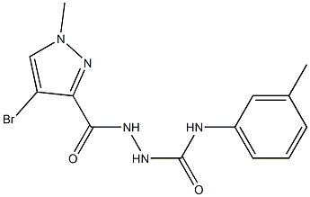 2-[(4-bromo-1-methyl-1H-pyrazol-3-yl)carbonyl]-N-(3-methylphenyl)hydrazinecarboxamide,,结构式