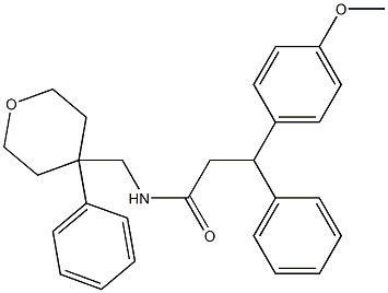 3-(4-methoxyphenyl)-3-phenyl-N-[(4-phenyltetrahydro-2H-pyran-4-yl)methyl]propanamide Struktur